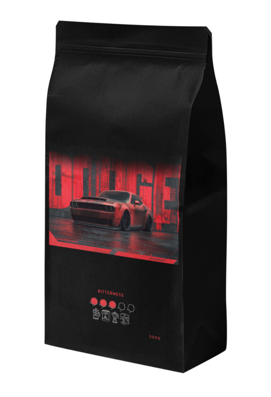 Zrnková káva s motívom auta